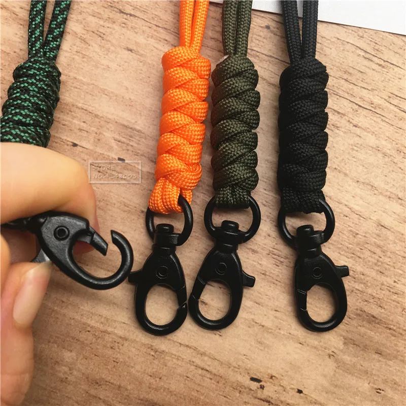 Outdoor Rock Climbing Metal Clip Parachute Cord Hanging Neck Rope Lanyard for Phone Camera USB Holder ID Card Badge Holder