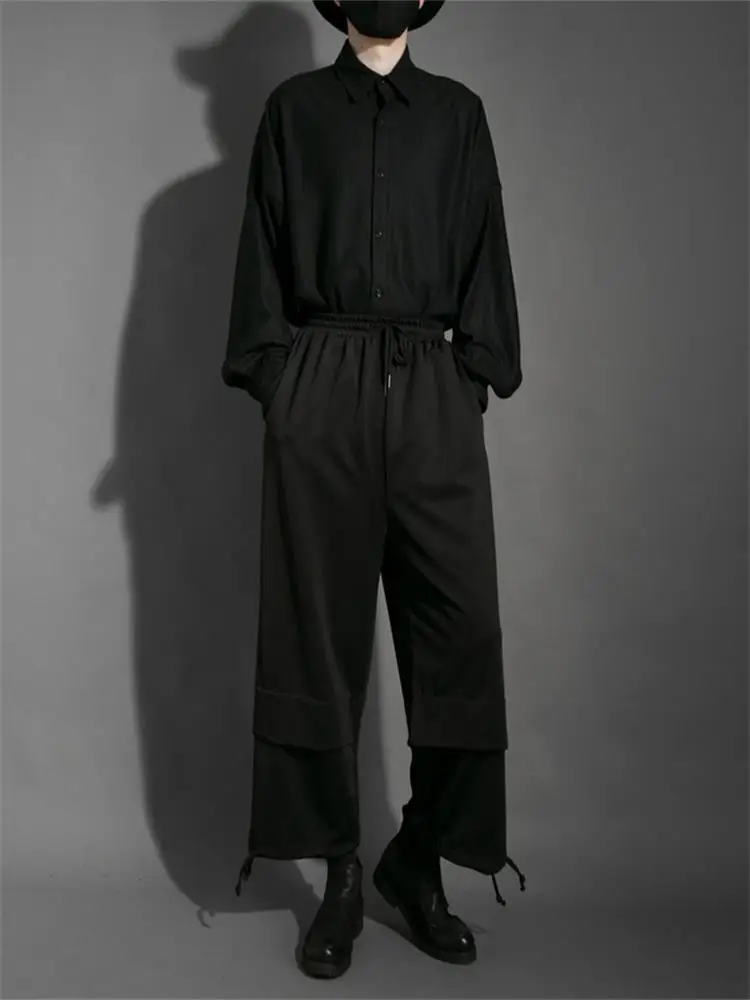 Men's new classic dark Yamamoto hairdresser dress and two loose plus size casual 9 divider wide leg pants