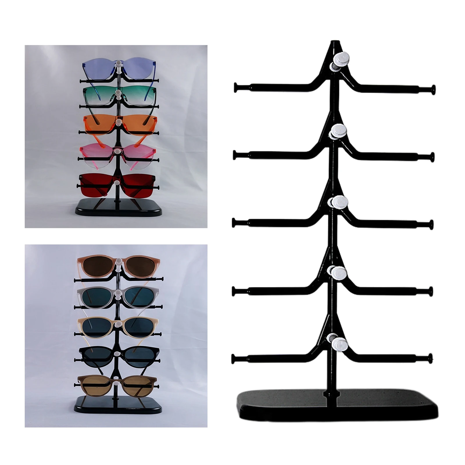 5 Layers Eyeglasses Sunglasses Glasses Display Stand Rack Holder Shelf for 5 Pairs