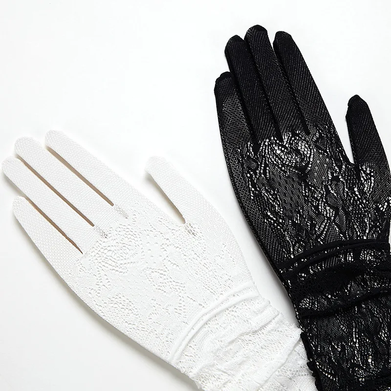 New Women Sexy Hollow Lace Flower Long Tight Breathable Thin Elasticity Gloves Etiquette Dress Up Cosplay Drive Cycling Sunscree