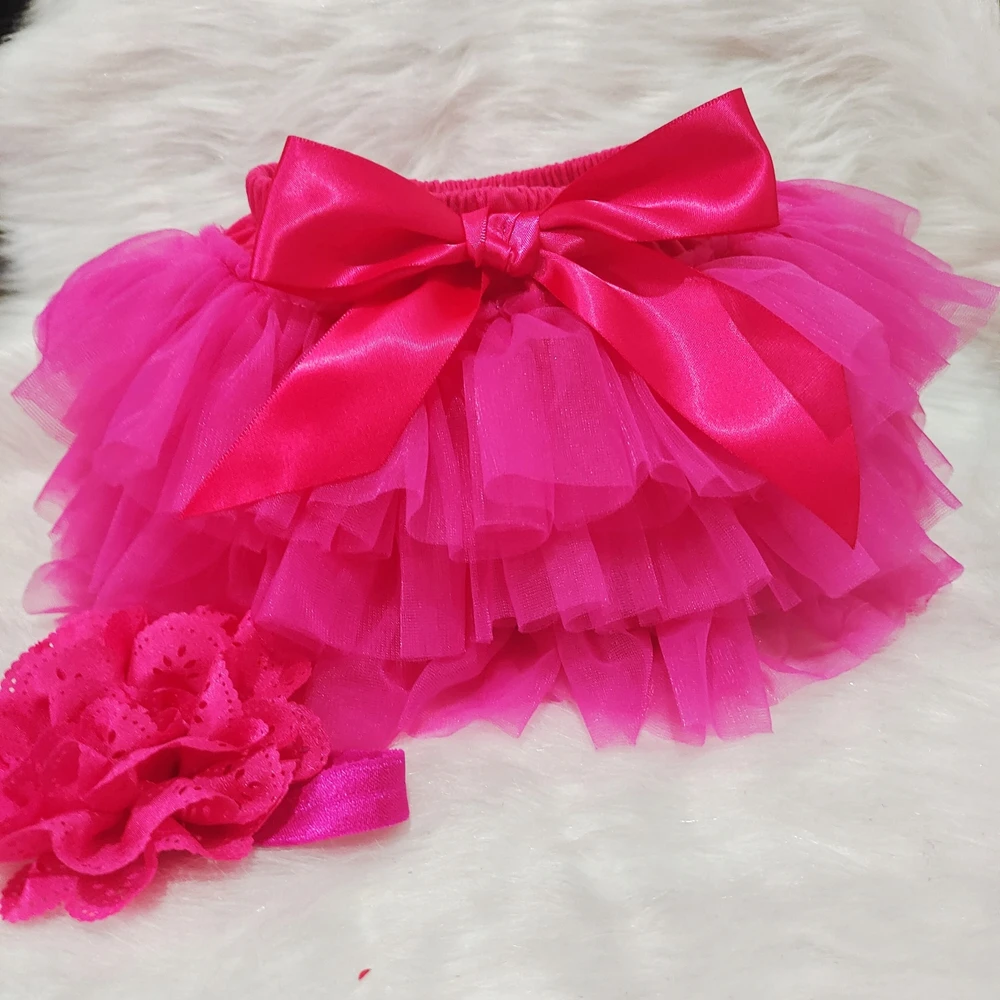 Baby Girls Tulle Tutu Bloomers Infant Newborn Diapers Cover 2pcs Short Skirts+Headband Set Girls Skirts Rainbow Baby Skirt