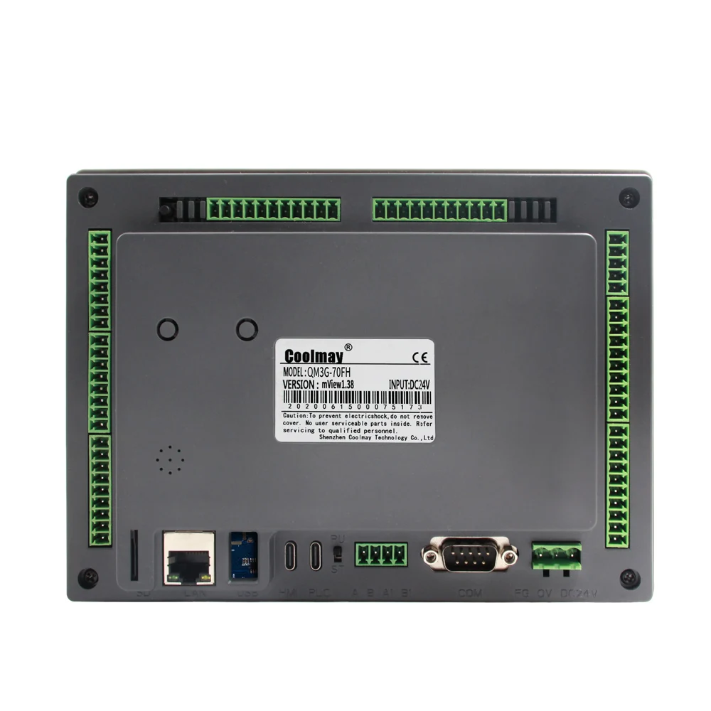 Coolmay QM3G-70FH-44MRT-485P/232H 7 inch 24DI 20DO programming plc with hmi touch panel integrated