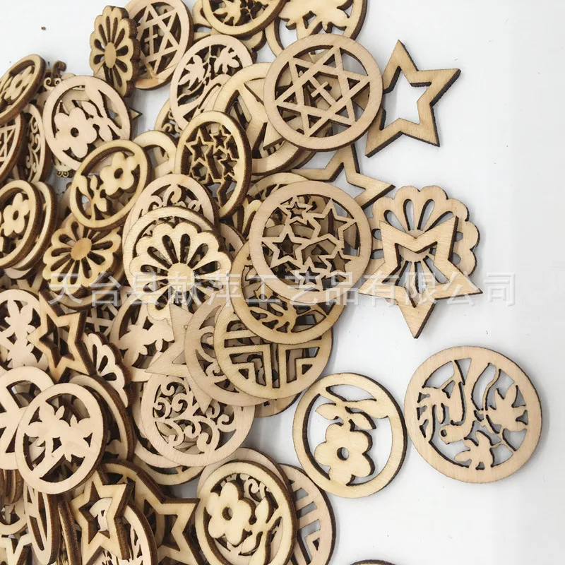 20pcs  Wood Laser Cut Embellishment Hollow Out Wooden Flower Shape Wood Discs Unfinished Wood Cutout for Arts Crafts Decorations