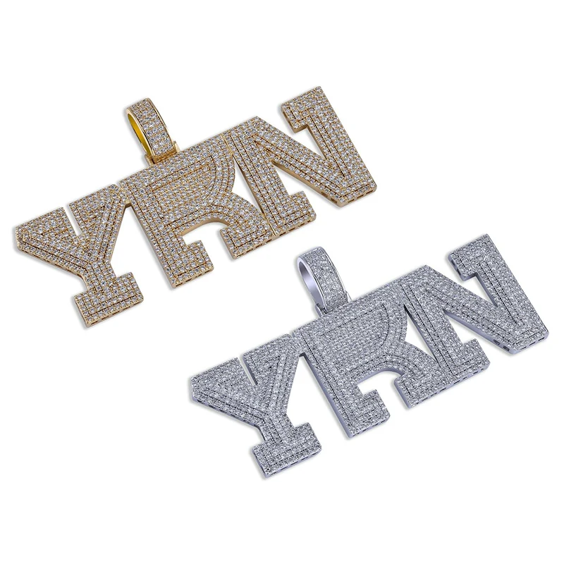 

Hip Hop Micro Paved AAA+ Cubic Zirconia Iced Out Bling Gold Silver Color YRN Letter Pendants Necklace for Men Women Jewelry