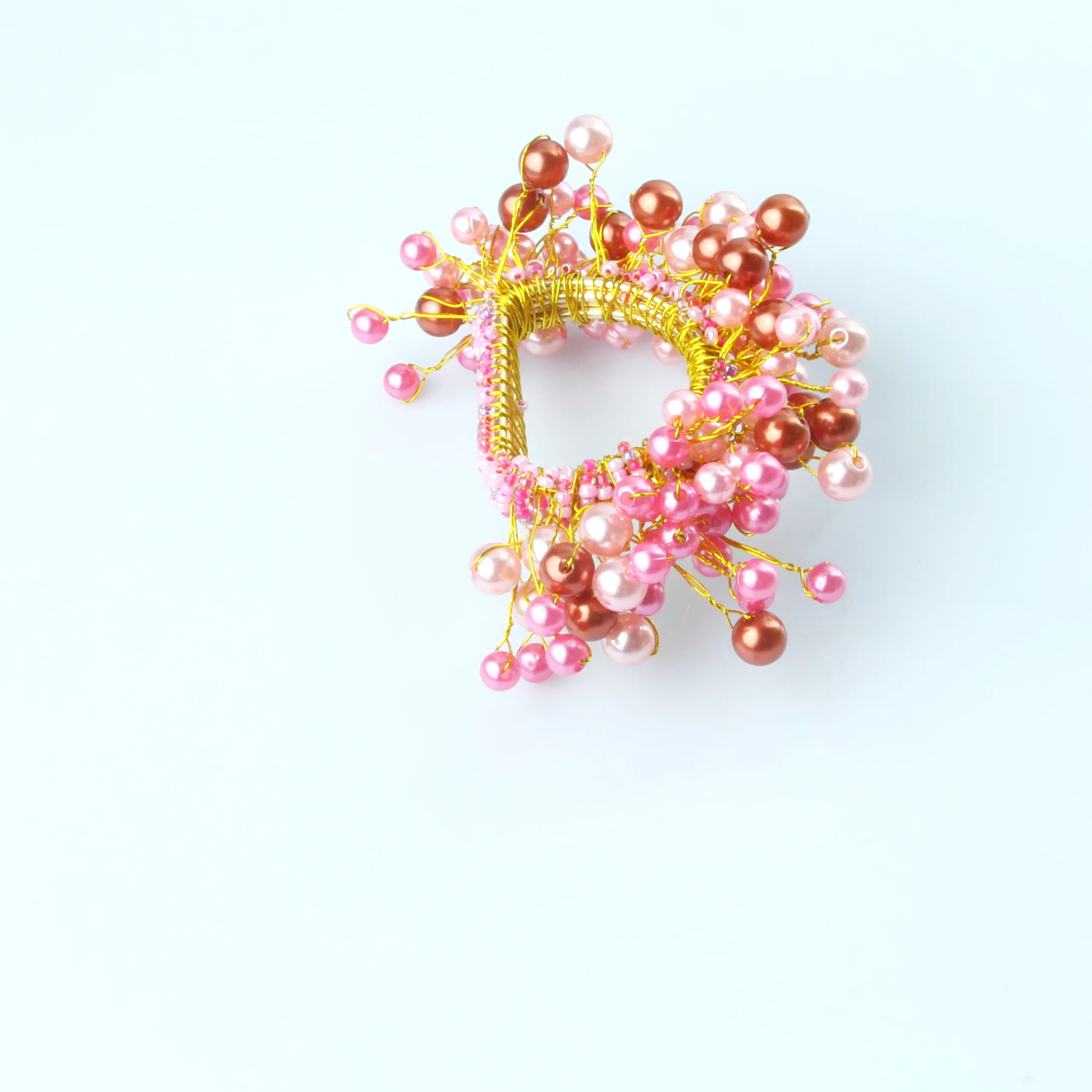 

Free Shipping Pearl Beads Napkin Ring 4Pcs New Design Qn21030501