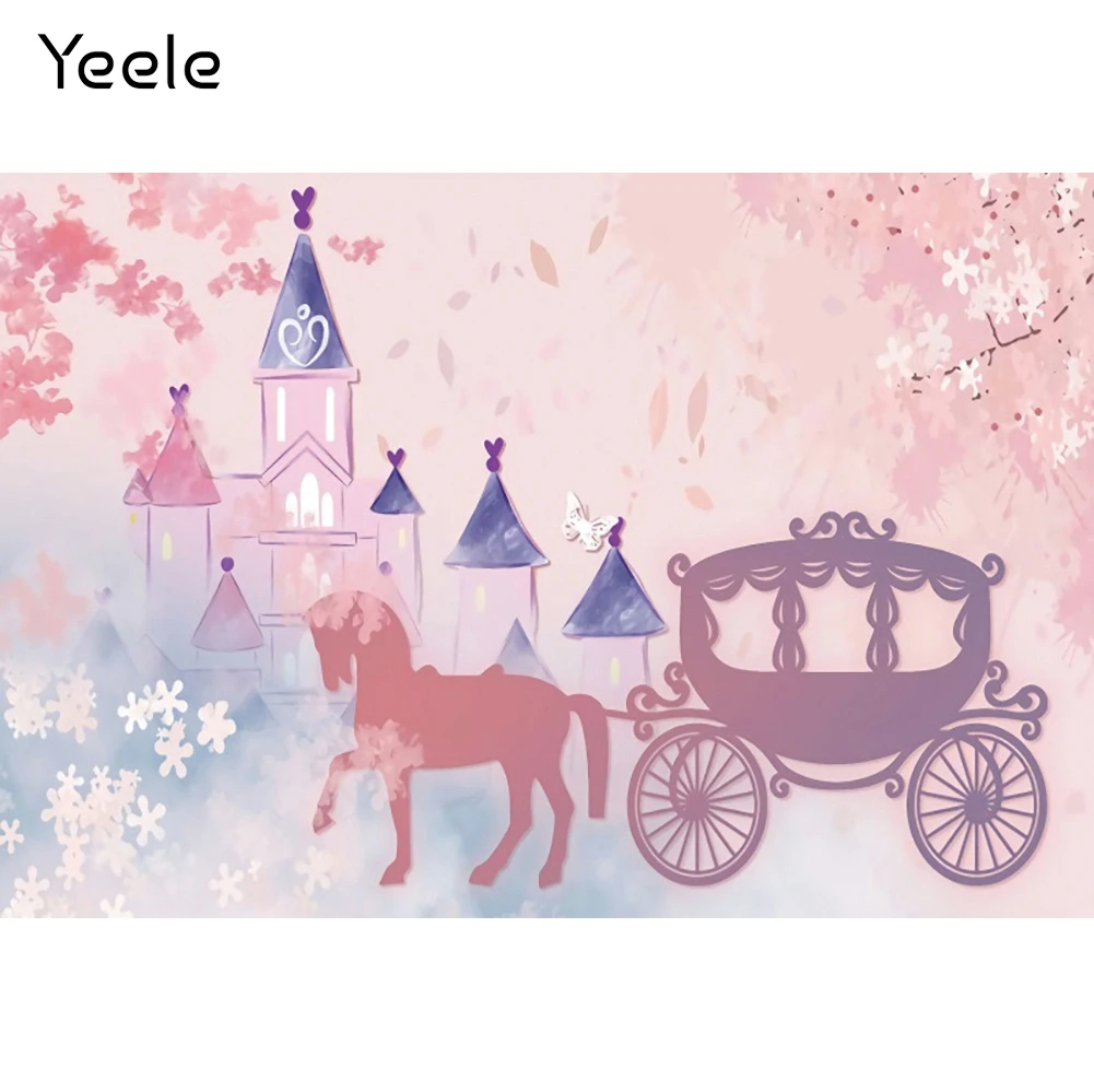 Yeele Photocall Baby Birthday Backdrops Party Decor Castle Carriage Background Photographic Props Photography For Photo Studio