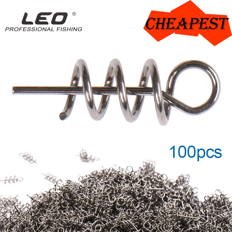 50-100pcs/Bag 14mm Stainless Steel Soft Bait Pin Worms lure Fishing Pin Spring Fixed Lock Crank Hook Connect Latch Needle LEO
