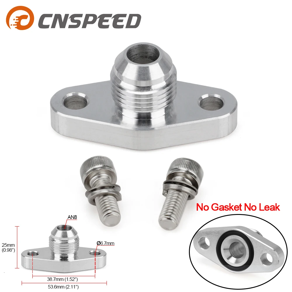 Universal AN8 Turbo Oil Return Drain Flange Adapter Kit 38mm Aluminum Alloy For K03 KKK Garrett GT15 GT17 IHI RHF4 TD04 YC101625