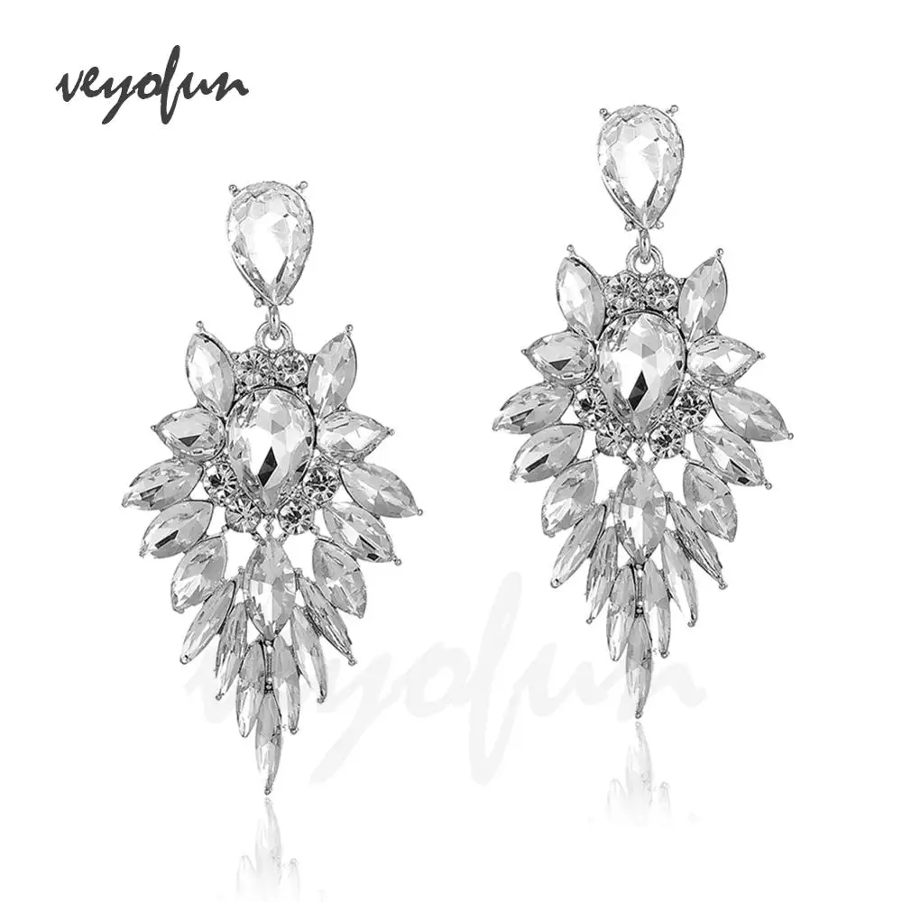 Veyofun Luxury Crystal Dangle Earrings Geometry Drop Earrings For Woman Fashion Jewelry New