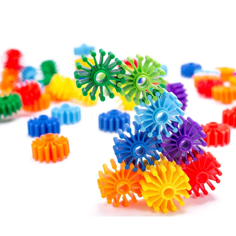 Kids Colorful Plastic Gear Construction Assembly Games Toys 3D Interconnect Insert Building Blocks Educational Toys for Children