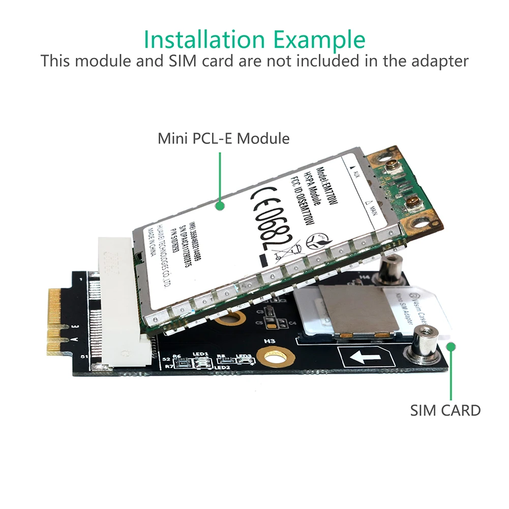 Mini PCI-E to M.2 NGFF Key A/E Adapter Converter with SIM Card Slot for 3G/4G