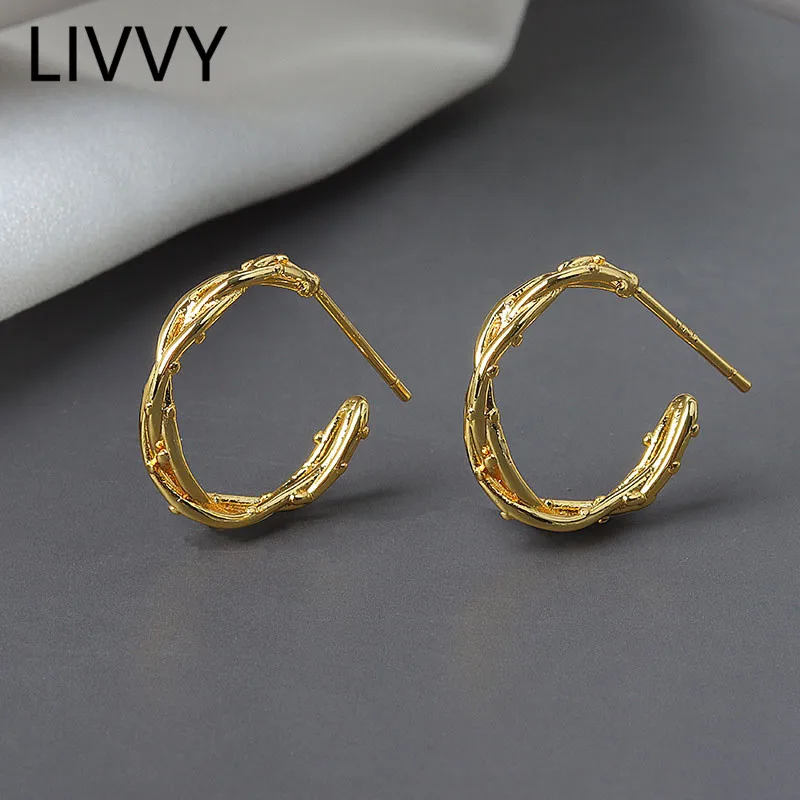 Витые плетеные серьги LIVVY для женщин и девушек, элегантные модные креативные украшения серебристого цвета для предотвращения аллергии