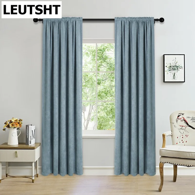 Elegant Velvet Room Curtains For Kitchen Solid Colour Hall Cortina for Living Room Windows Bedroom Home Decoration Luxury