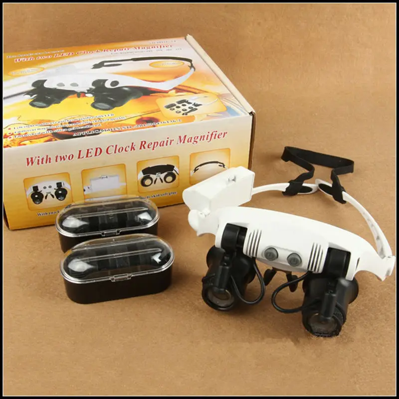 10X 15X 20X 25X Magnification Eyeglasses Headband Lighted Magnifier Watching Repairing Helping Magnifying Glass with LED Light