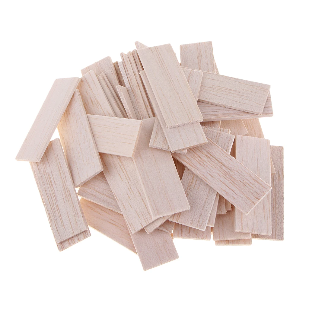 Rectangular Natural Round Balsa Wood Stick Woodcraft Flat Dowel for Kid Model Making DIY Craft Home Wedding Party Decoration