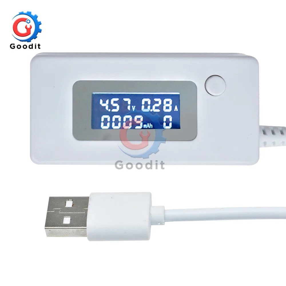 KCX-017 White Tail Ammeter LCD Display Mini USB Voltage Current Capacity Monitor Tester Meter 4-30V Detector Mobile Power Tester