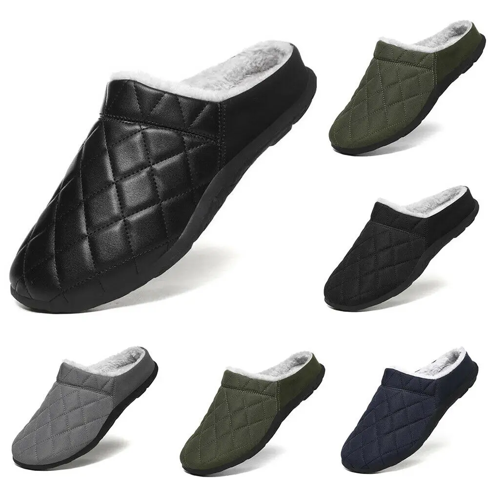 Pantoufles antidérapantes pour homme, chaussures de maison, imperméables, chaudes, d'intérieur, en coton, souples, décontractées, en mousse à mémoire de forme