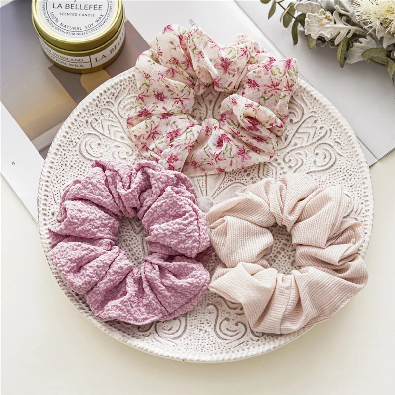 Set 3 Tóc Scrunchies Nữ Hoa Xinh Xắn Phụ Kiện Tóc Thun Chouchou Rất Nhiều Dễ Thương Đuôi Ngựa Giá Đỡ Hairties