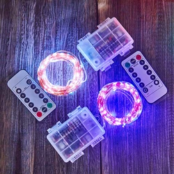 Dc4.5v led fio de cobre lâmpada controle remoto 8 modo piscando bateria caixa fio cobre luzes da corda decoração natal luzes