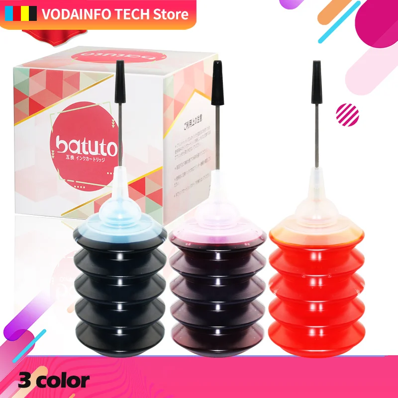 Universal Printer Ink Cartridge 30ml Refill Ink Kit For Inkjet For HP 302 305 304 301 For Canon 545 540 Dye ink