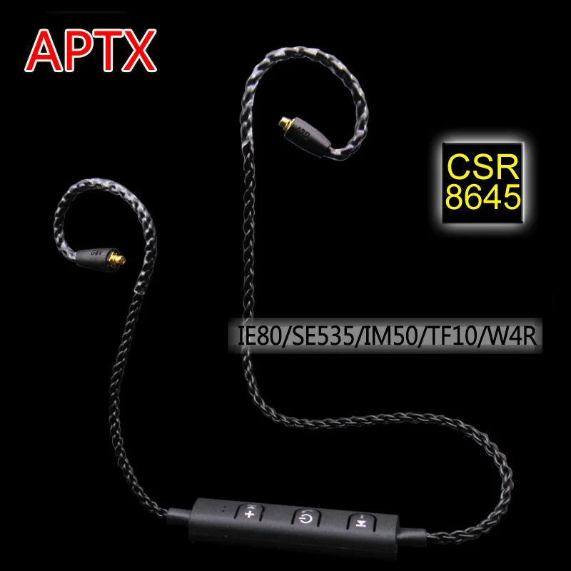 CSR8645 Bluetooth Wireless APTX Cable Sports HiFi Upgrate Cable Mmcx Bluetooth Headphone for SE535 IE80 IM50 ZS3 TF10 CKS1100