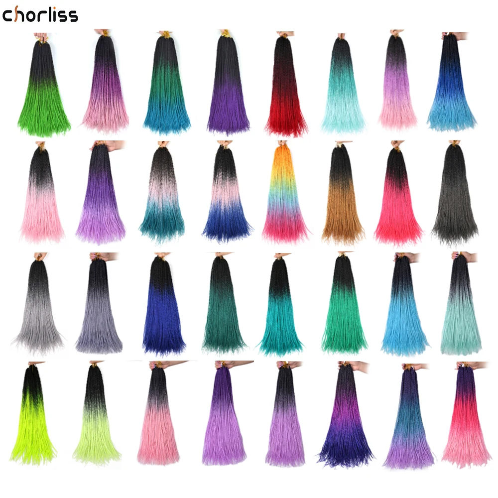 Trenzas sintéticas para trenzas africanas, cabello sintético de 24 pulgadas, color rosa arcoíris, 30 raíces, ombré