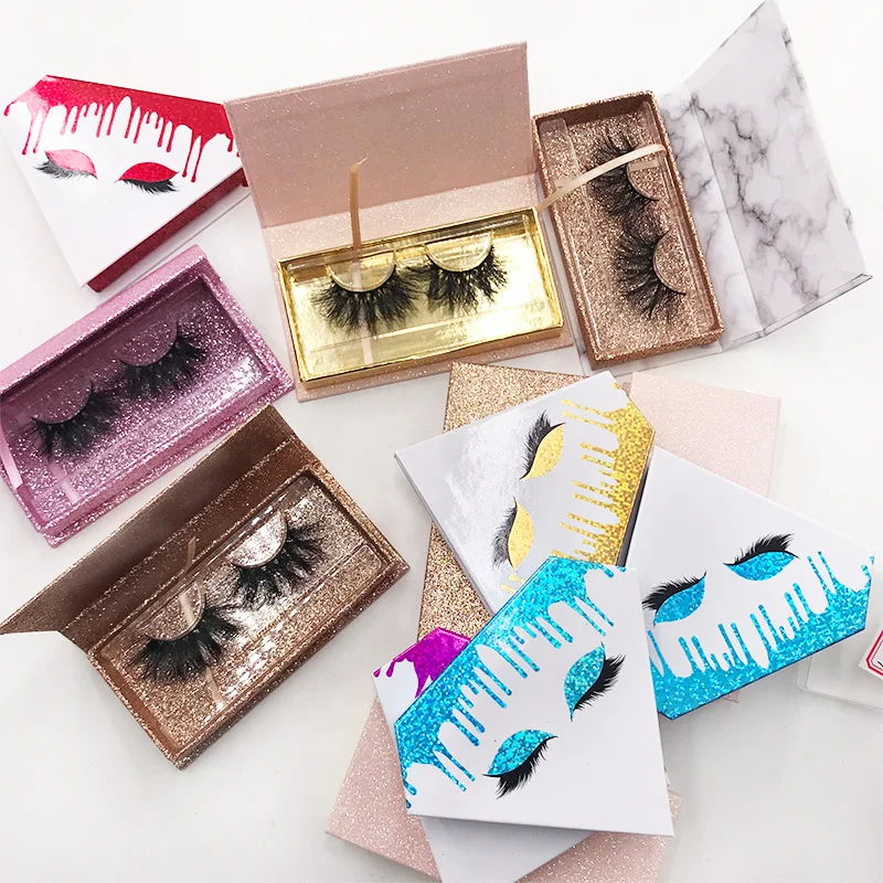 Eyelash packaging box lash boxes packaging custom logo faux cils mink eyelashes magnetic square case bulk vendor