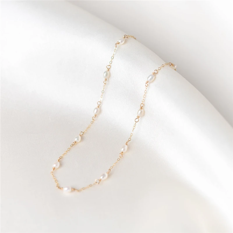 14K Gold Filled/925 Silver Natural Pearl Necklace Handmade Necklace Choker Pendants Collier Femme Kolye Collares Boho Jewelry
