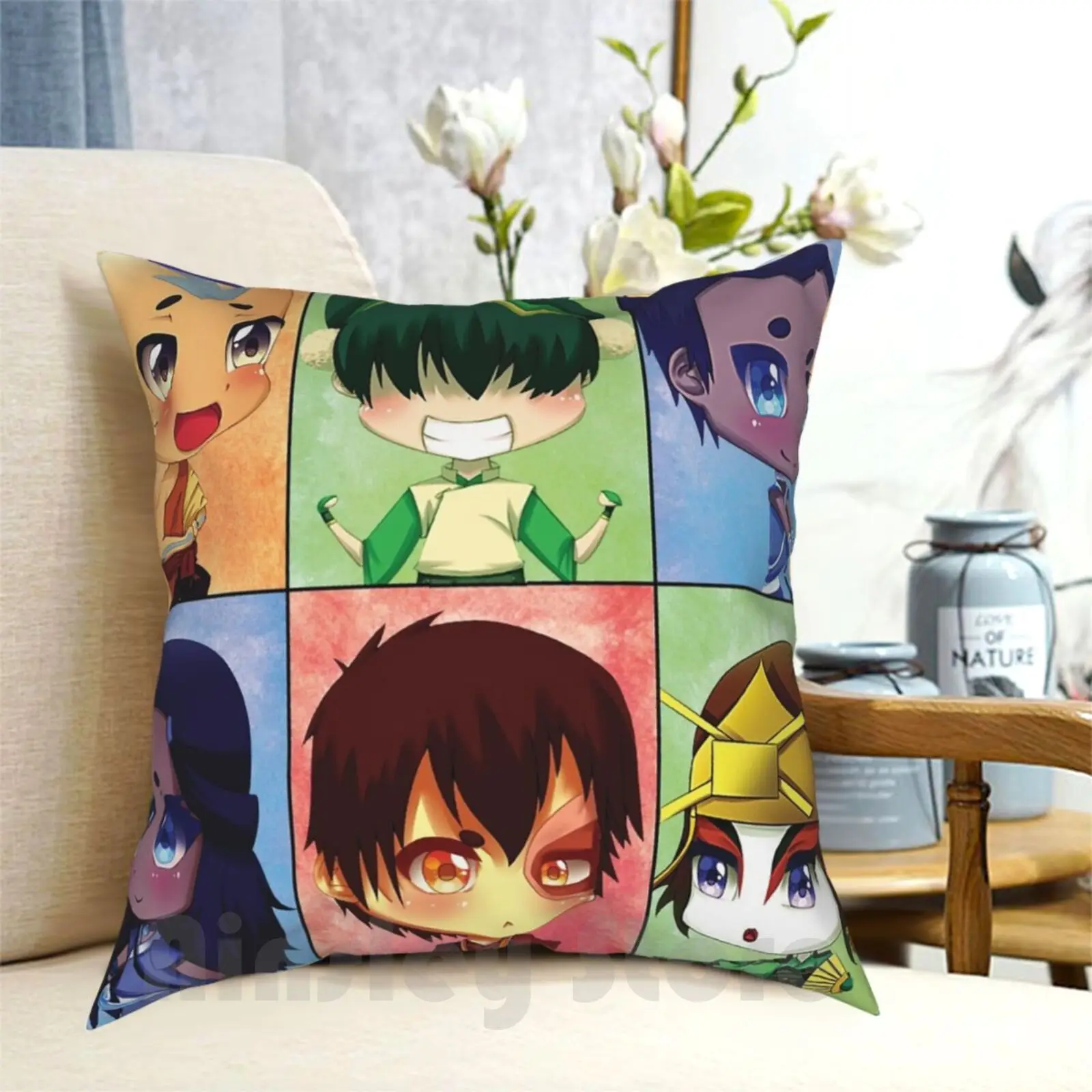 Team Pillow Pillow Case Printed Home Soft Throw Pillow The Last Airbender The Last Airbender Azula Zuko Iroh Aang Toph