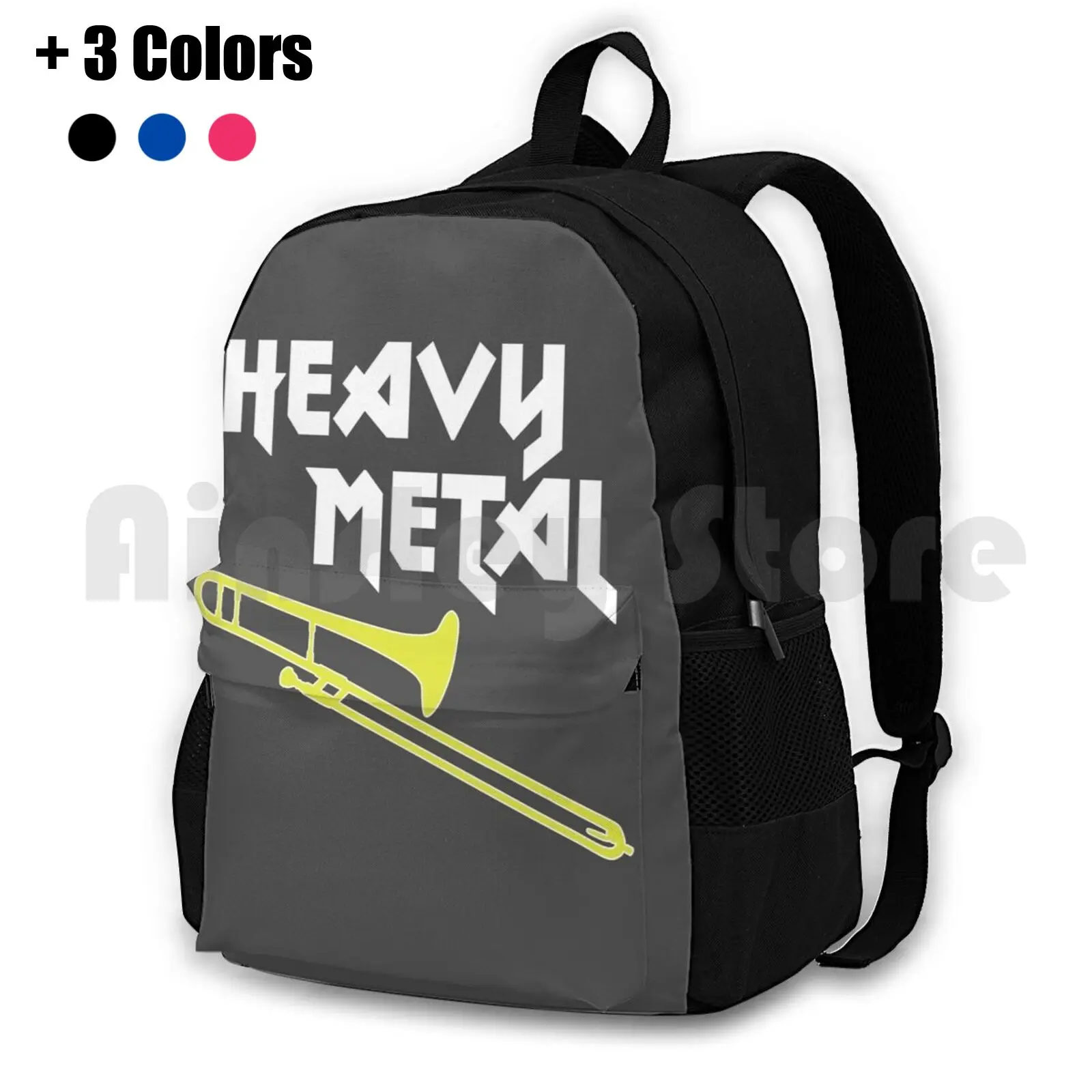 Funny Trombone Gift , Marching Band , Concert Band-Heavy Metal Outdoor Hiking Backpack Waterproof Camping Travel Trombone