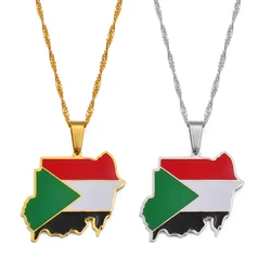 Anniyo Republic of the Sudan Map Flag Pendant Necklaces Silver Color/Gold Color Jewelry Ethnic  #209021