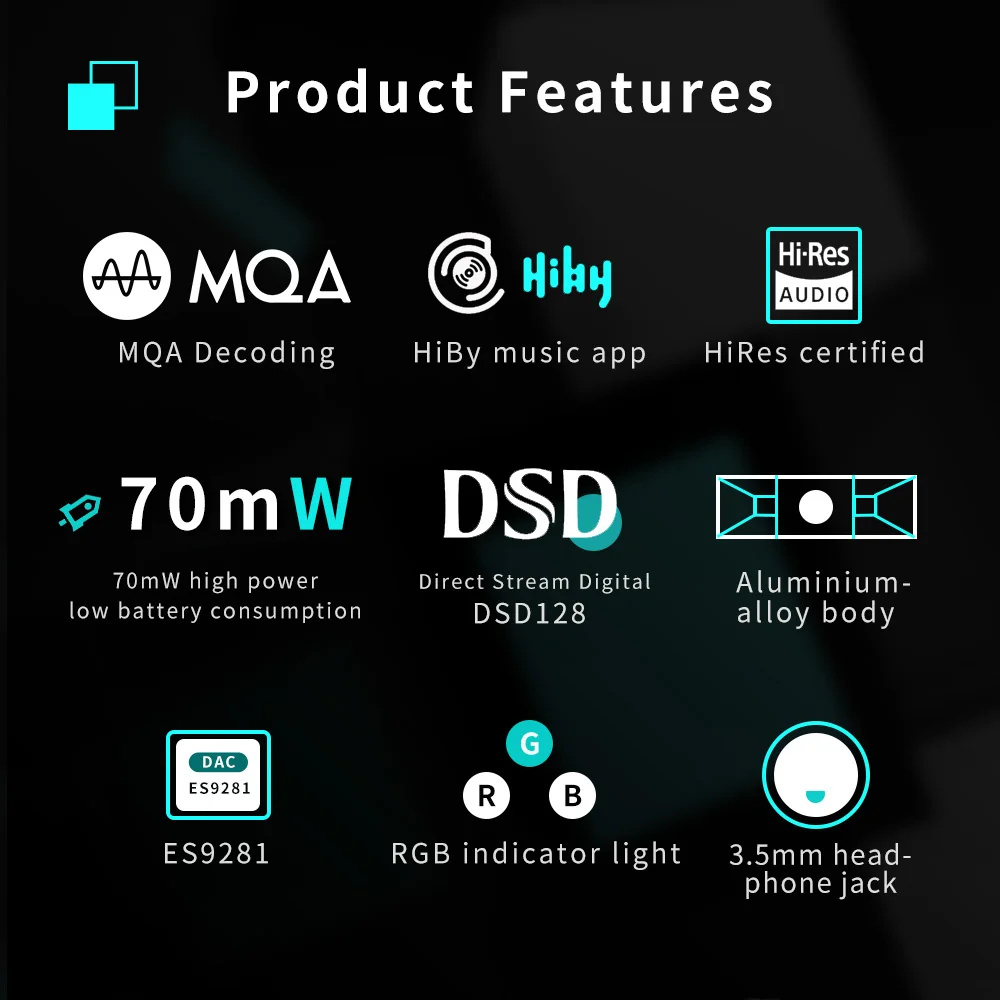 Templotec Sonata MHD USB DAC Dongle MQA 8X marea tipo C a 3.5MM amplificatore per cuffie decodifica ES9281 DSD128 per Android/Mac/Win10