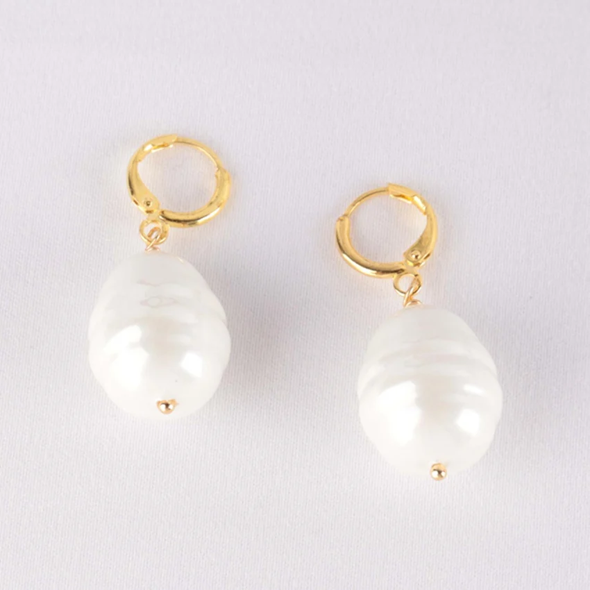 15-25mm HUGE baroque Shell pearl earrings Gold Plated Dangle party earbob diy teardrop AAA flawless