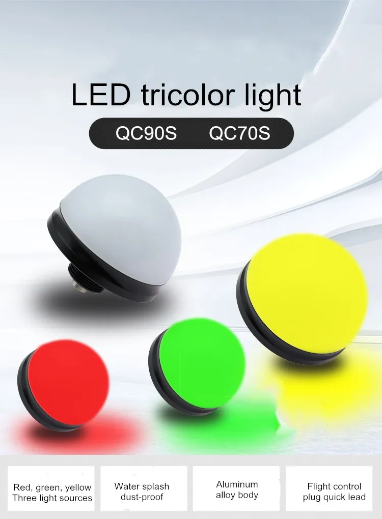 

Waterproof Dust-Proof 90mm/70mm Hemispherical Led 3-Color into 1 ball Warning Light Mini Small LED Semicircle Signal Light 24V