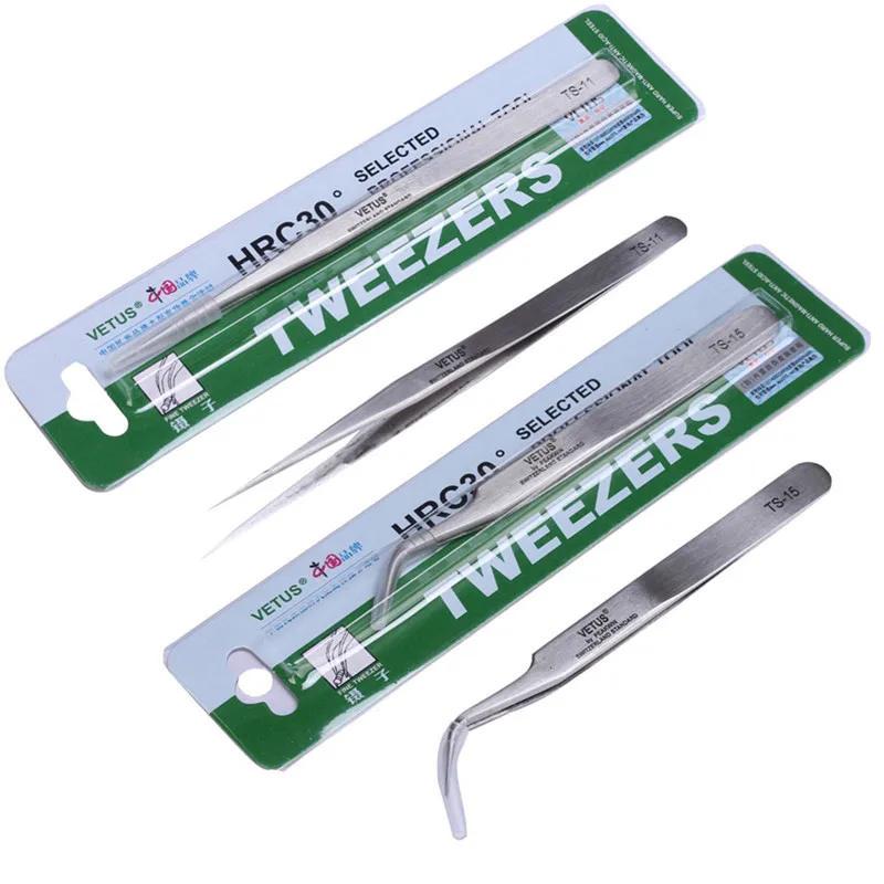 

VETUS 1Piece TS-11 TS-15 Anti-static Stainless Steel Tweezers Set For Electronic Cell Phone Repair Tools Kit