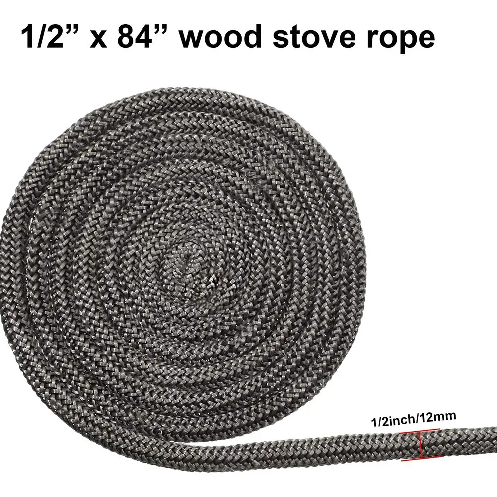 2m*10/12mm Black Fibreglass Rope Wood Burning Stove Heater Log Burner Door Seal Gasket Anti High Temperature Oven Part