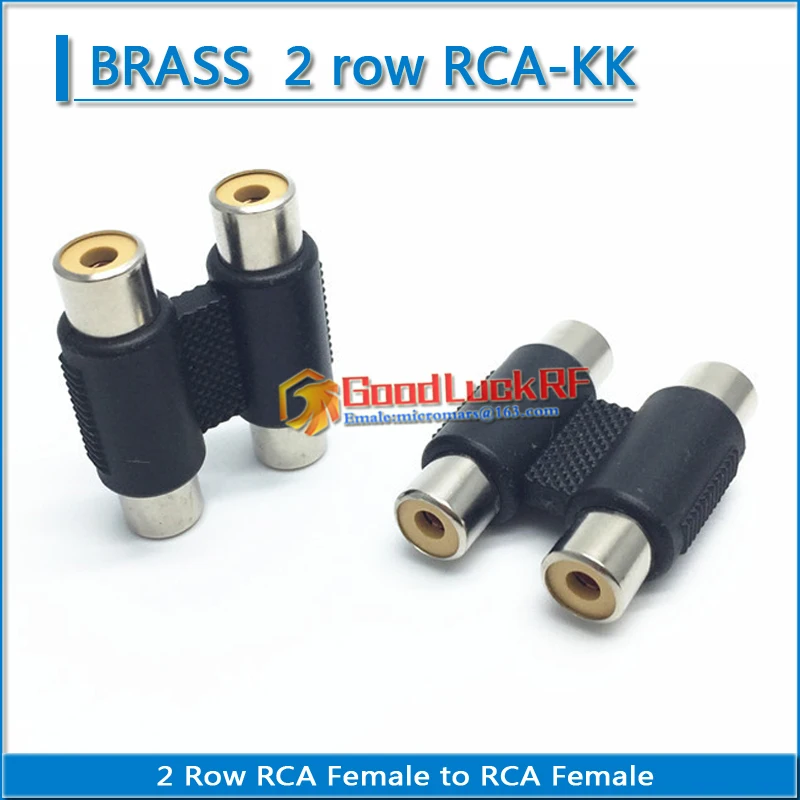 Dubbele Rij Dual Rca Female Naar Rca Female Audio En Video Aansluiting Messing Lotus Av Plug Rf Connector Extension Conversie