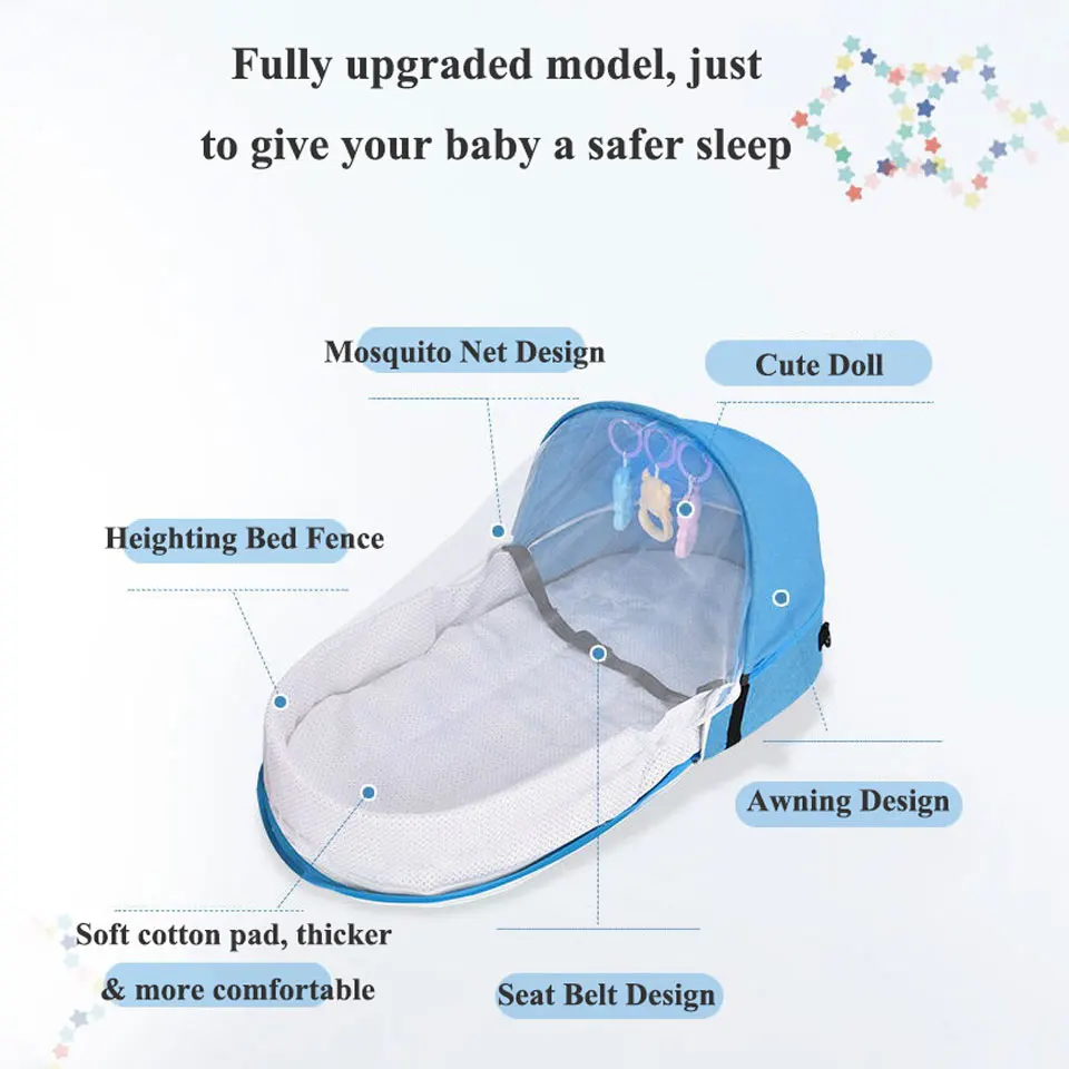 Multi-Function Travel Baby Nest Portable Baby Bed Crib Foldable Babynest Bassinet Infant Sleeping Children\'s Bed with Mosquito