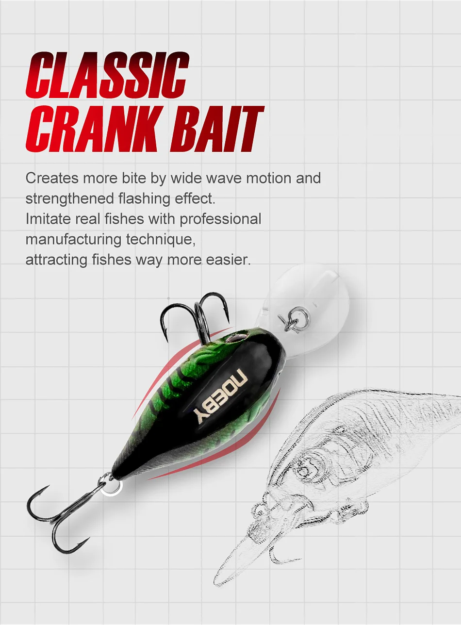 NOEBY Mini Schwimmender Crankbait Köder 45mm 8g Jerkbait Harter Köder für Forelle, Hecht, Barsch, Süßwasser-Angeln – Detail 4