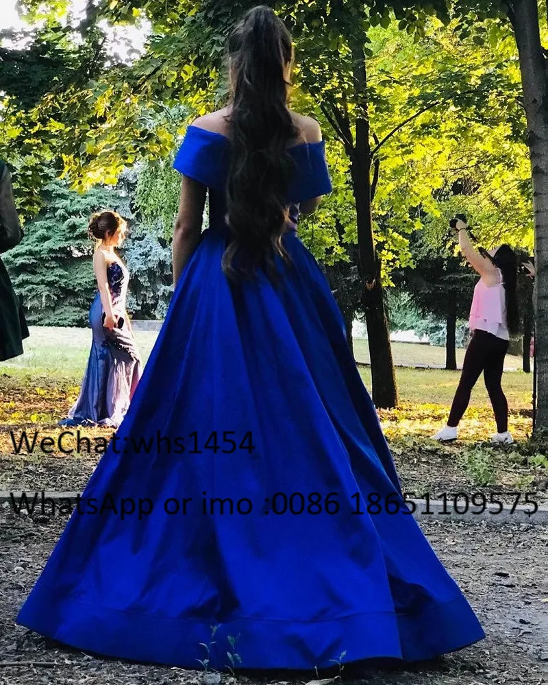 Elegant Split A-line Prom Dresses Long 2023 Chic Off Shoulder Evening Dress For Women Royal Blue vestidos de fiesta de noche