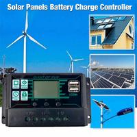 12V/24V MPPT/PWM 2-in-1 Solar Charge Controller Solar Panel Battery Intelligent Regulator with Dual USB Port and LCD Display