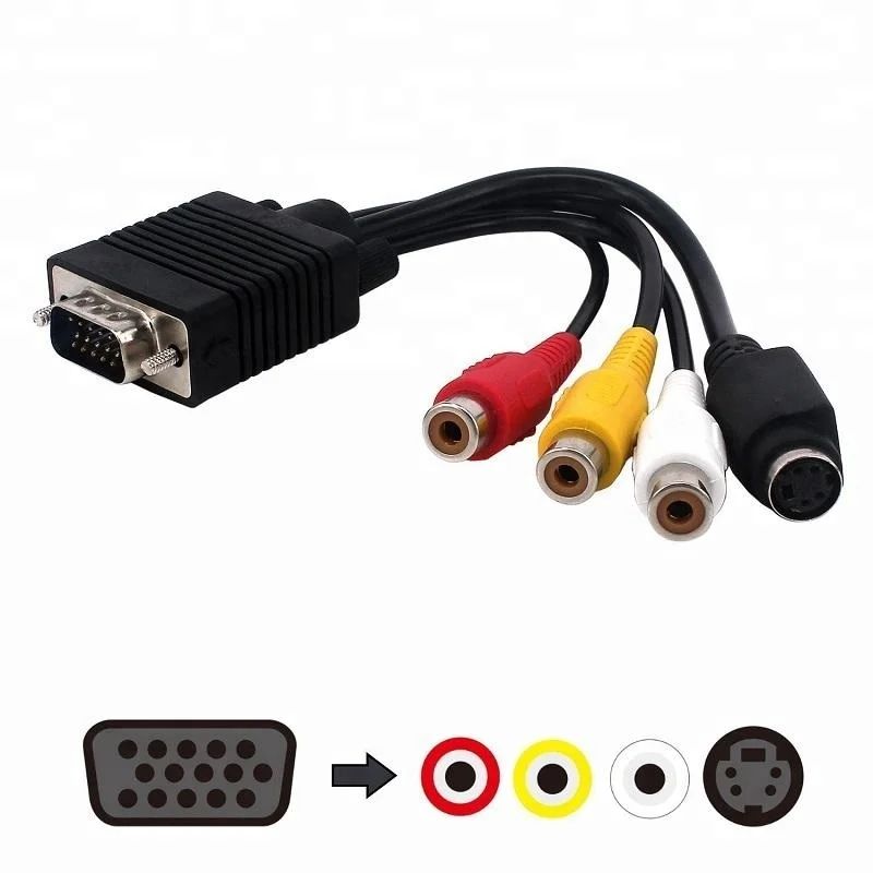 VGA SVGA to S-Video 3 RCA AV High Performance VGA to Video TV Out S-Video AV Adapter Converter for PC Computer Laptop