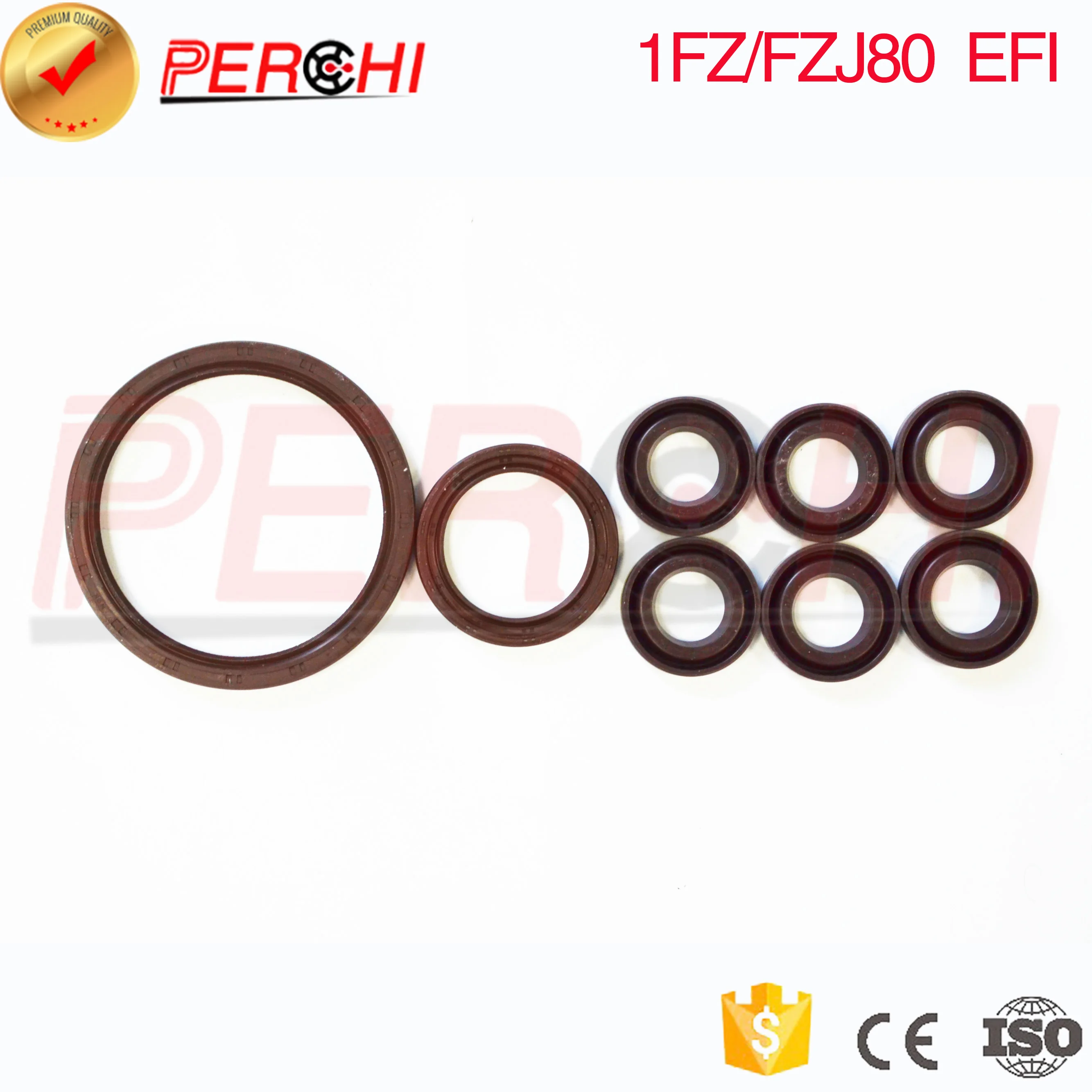 For TOYOTA 1FZ/FZJ80 Front crankshaft oil seal 90311-52013 Rear crankshaft oil seal 90311-99009 Spark plug oil seal 11193-15010