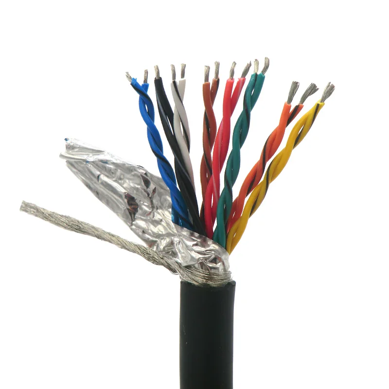 

16 core Flexible Shielded Twisted Pair Cable 0.14, 0.2mm² Encoder Cable 26awg 24awg Tinned copper 485 Signal Control Wire 5m