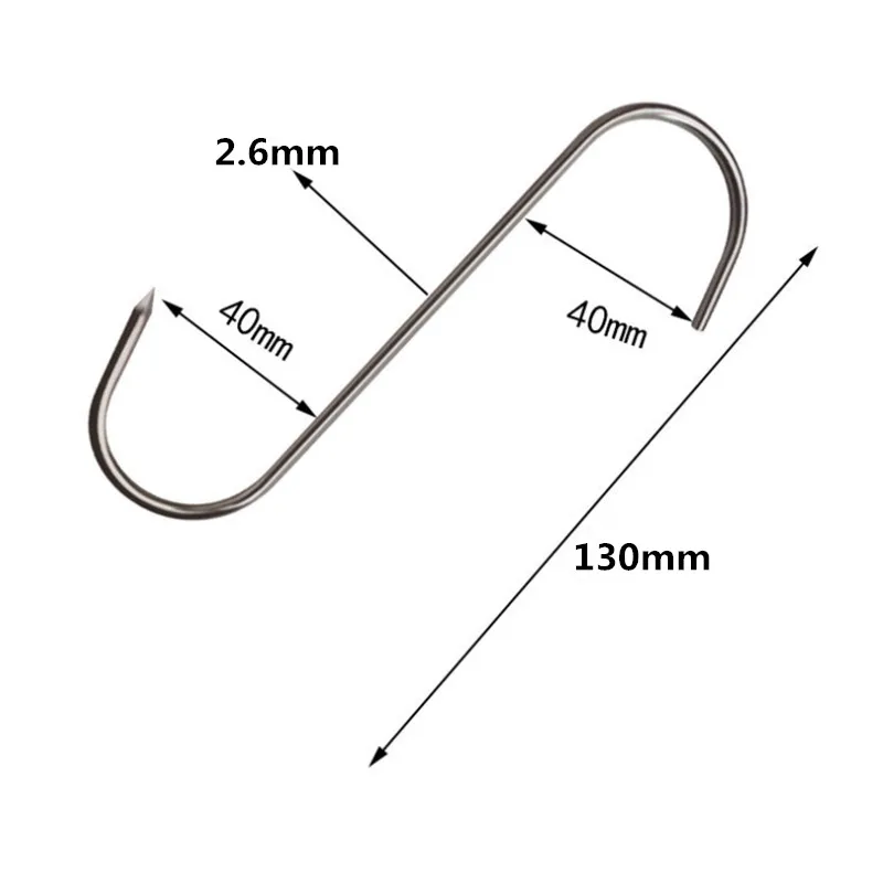 Gancho S de Aço Inoxidável Multiuso, Gancho Apontado de Carne, Ferramentas de Churrasco para Cozinha Familiar, 13 cm, 15cm, 10Pcs