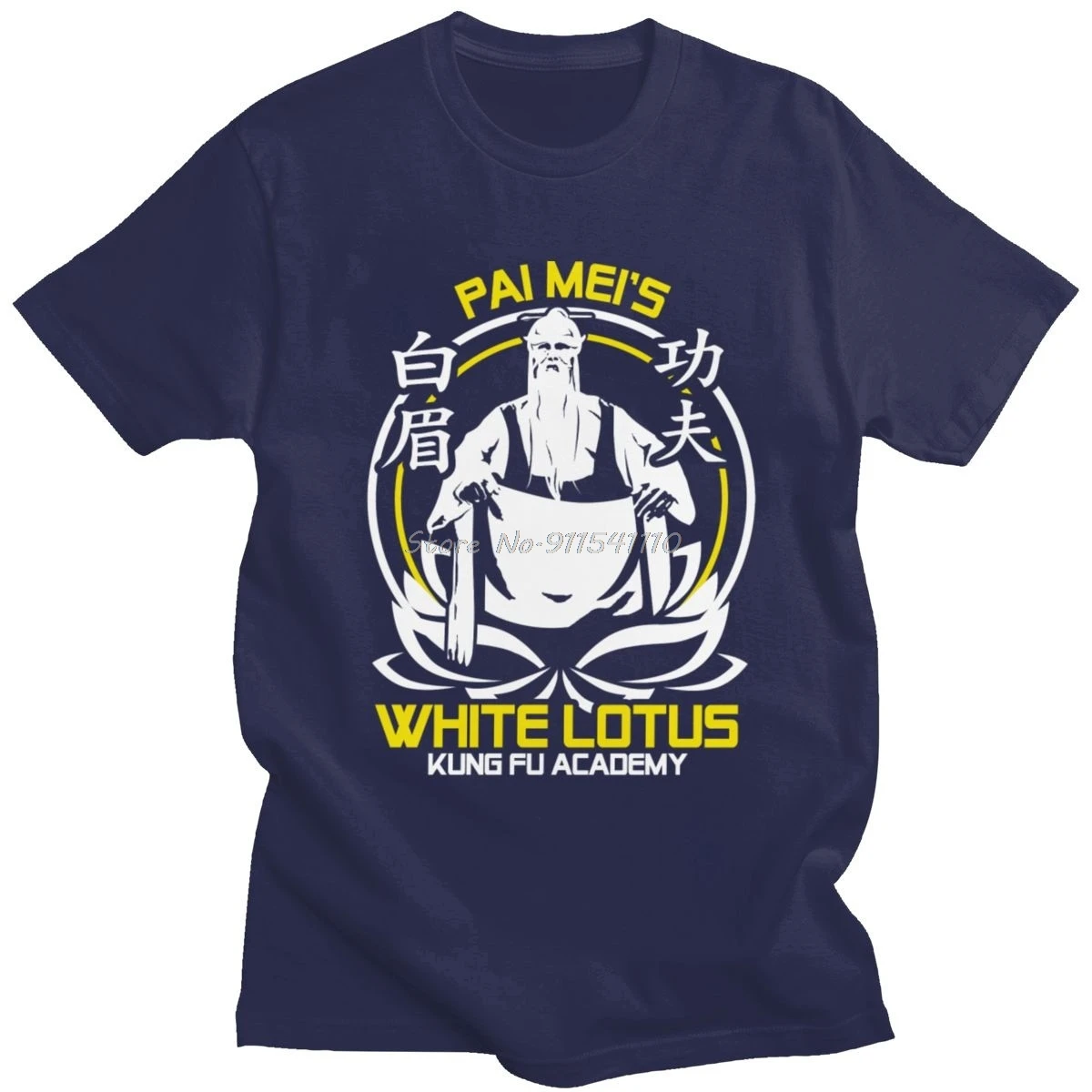 Fashion Pai Mei White Tshirt Lotus Kung Fu T Shirt Men Short Sleeve Cotton Tee Kill Bill Hattori Hanzo Tarantino Movie T-shirt