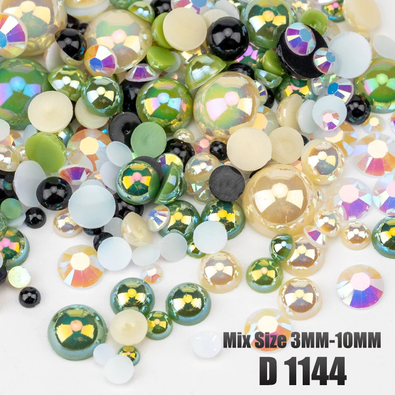 VDD 30/60/200g Gemischte Größen ABS Imitationsperlen Halbrunde Flachrückseitige Perlen AB-Farbe Harz-Strasssteine für Handwerk, Nagelkunst und DIY-Dekoration – Detail 40