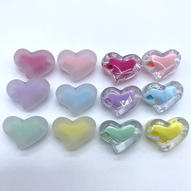 20-100Pc Transparent Frosted Glitter Star Heart String Bead DIY Craft Phone Shell Patch Necklace Bracelet Pendant Decor Material