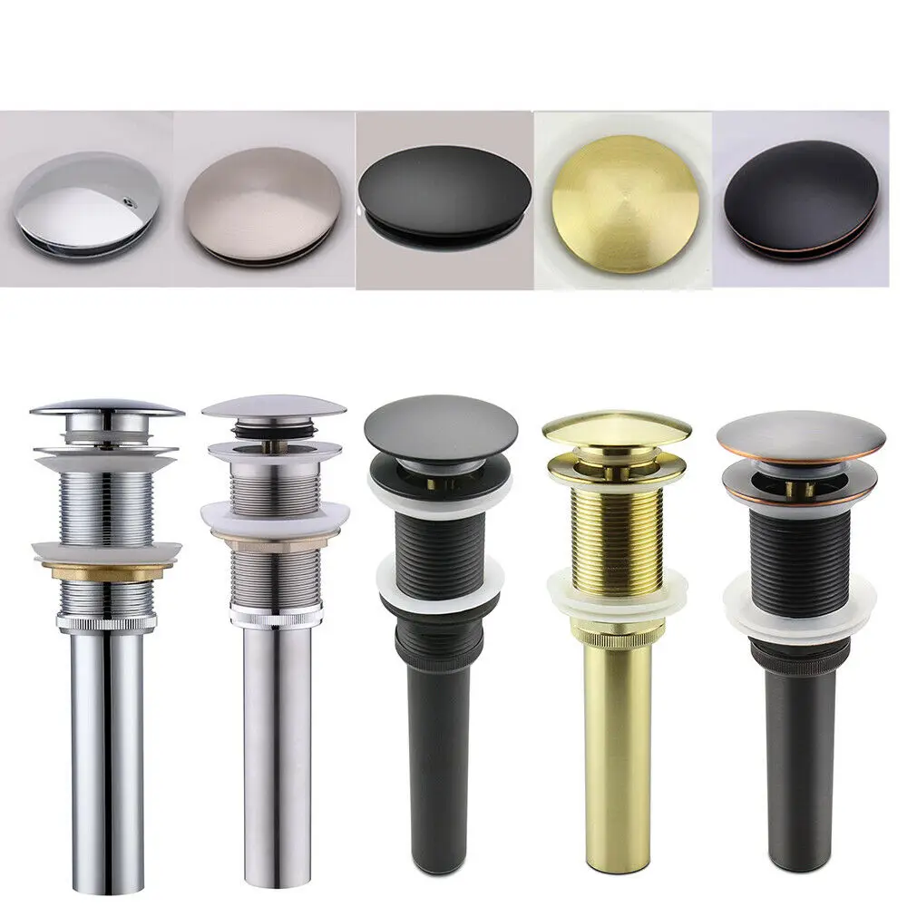 Brass Pop Up Sink Drain Stopper without Overflow Push and Seal for Bathroom Basin
