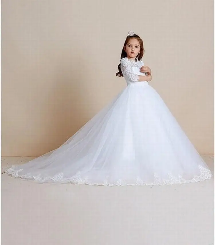 Flower Girl Dresses First Communion Dresses For Girls Pageant Tulle Sleeveless For O-Neck Dresses